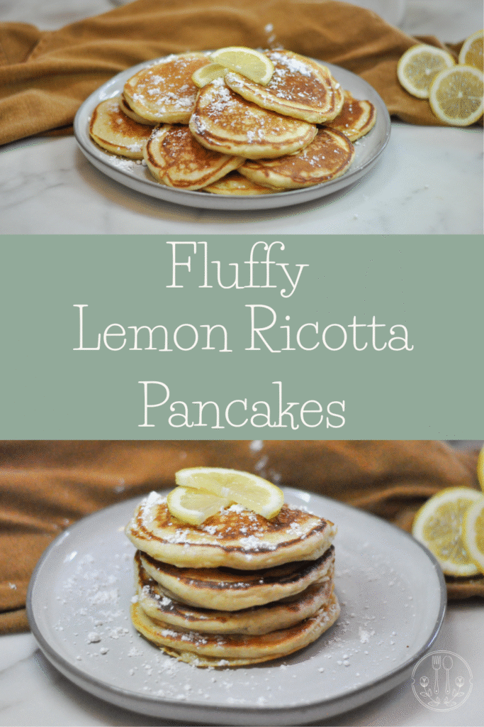 plate full of pancakes with lemons on top